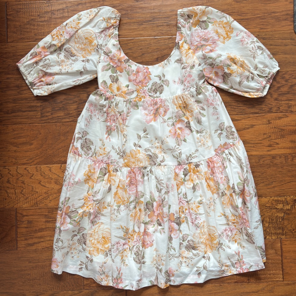 Ever New Babydoll White Floral Dress with Pockets